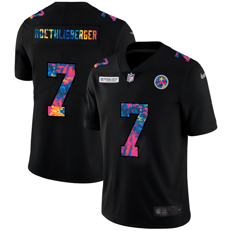 NFL Pittsburgh Steelers #7 Ben Roethlisberger Men Nike MultiColor Black 2020 Crucial Catch Vapor Untouchable Limited Jersey->tennessee titans->NFL Jersey